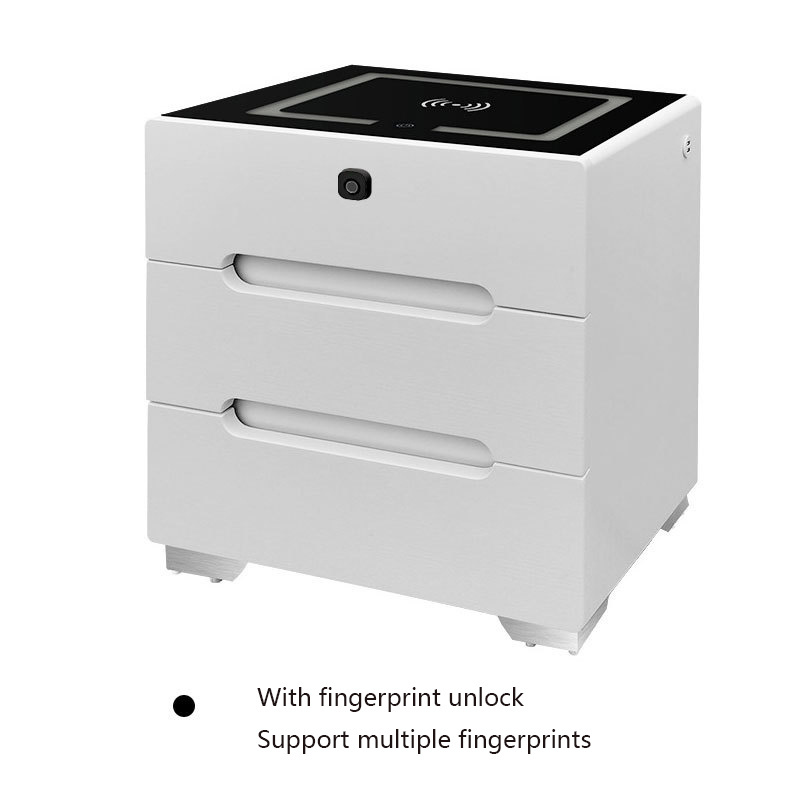 new intelligent fingerprint code lock bedside table bedroom with light wireless charging multi-function nightstand