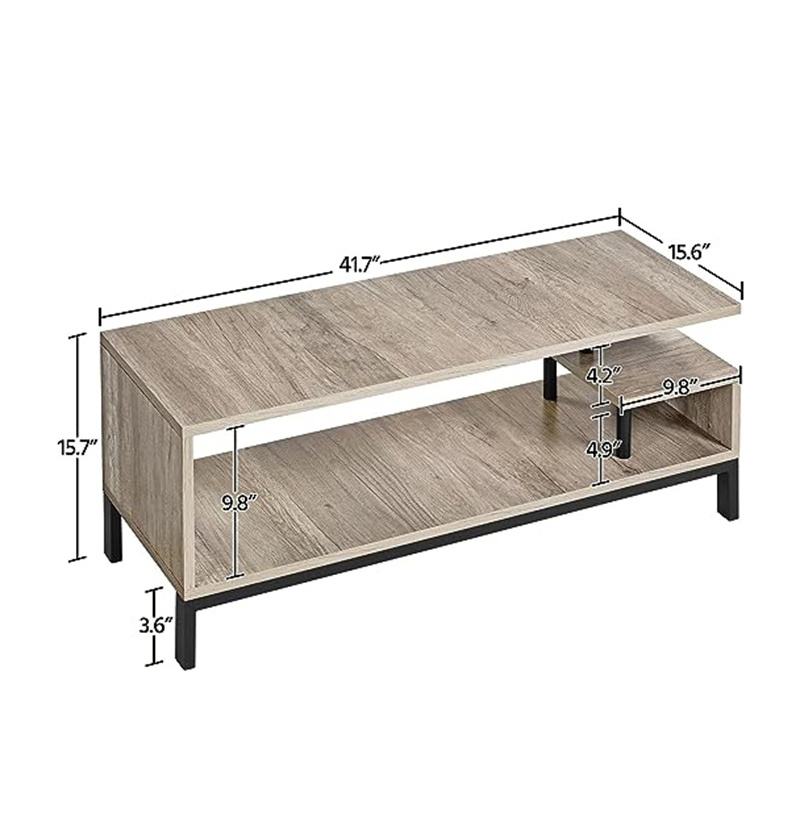 latest design fashion industrial rustic brown TV stand with metal base and big storage shelf