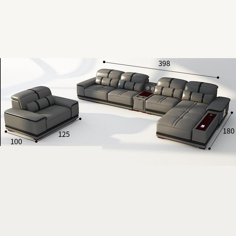 Living Room Recliner Sofas Massage Genuine Leather Corner Sofa Bed with USB music player