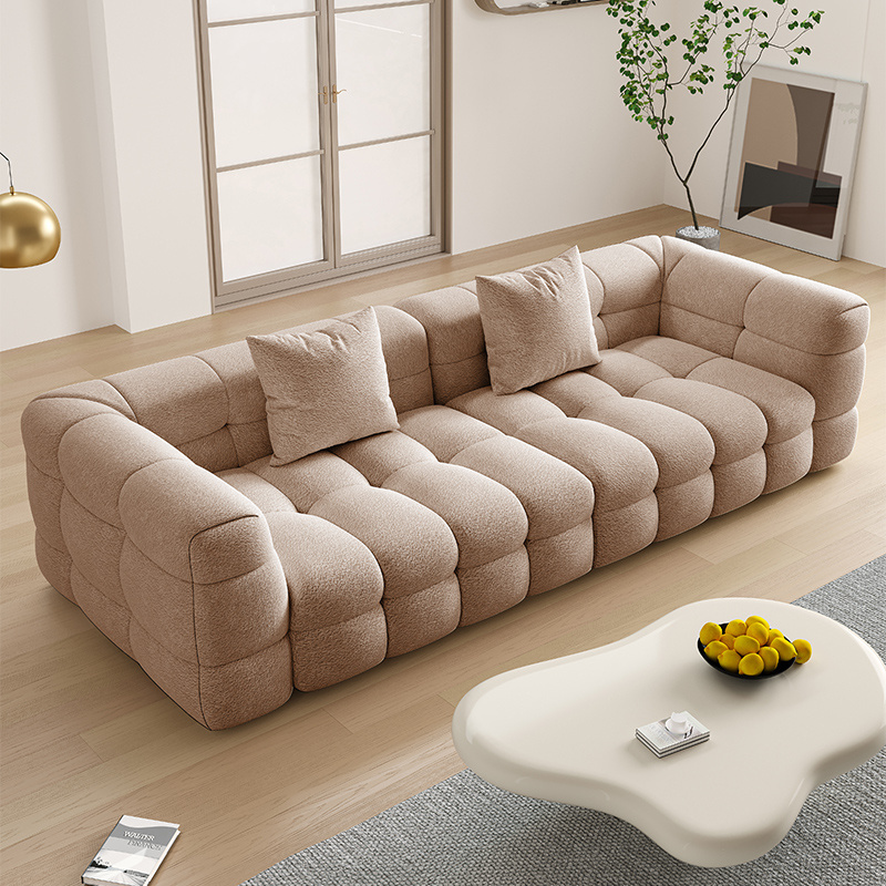 maxky straight row simple sofa lamb velvet small apartment modern marshmallow living room French style light luxury fabric sofa