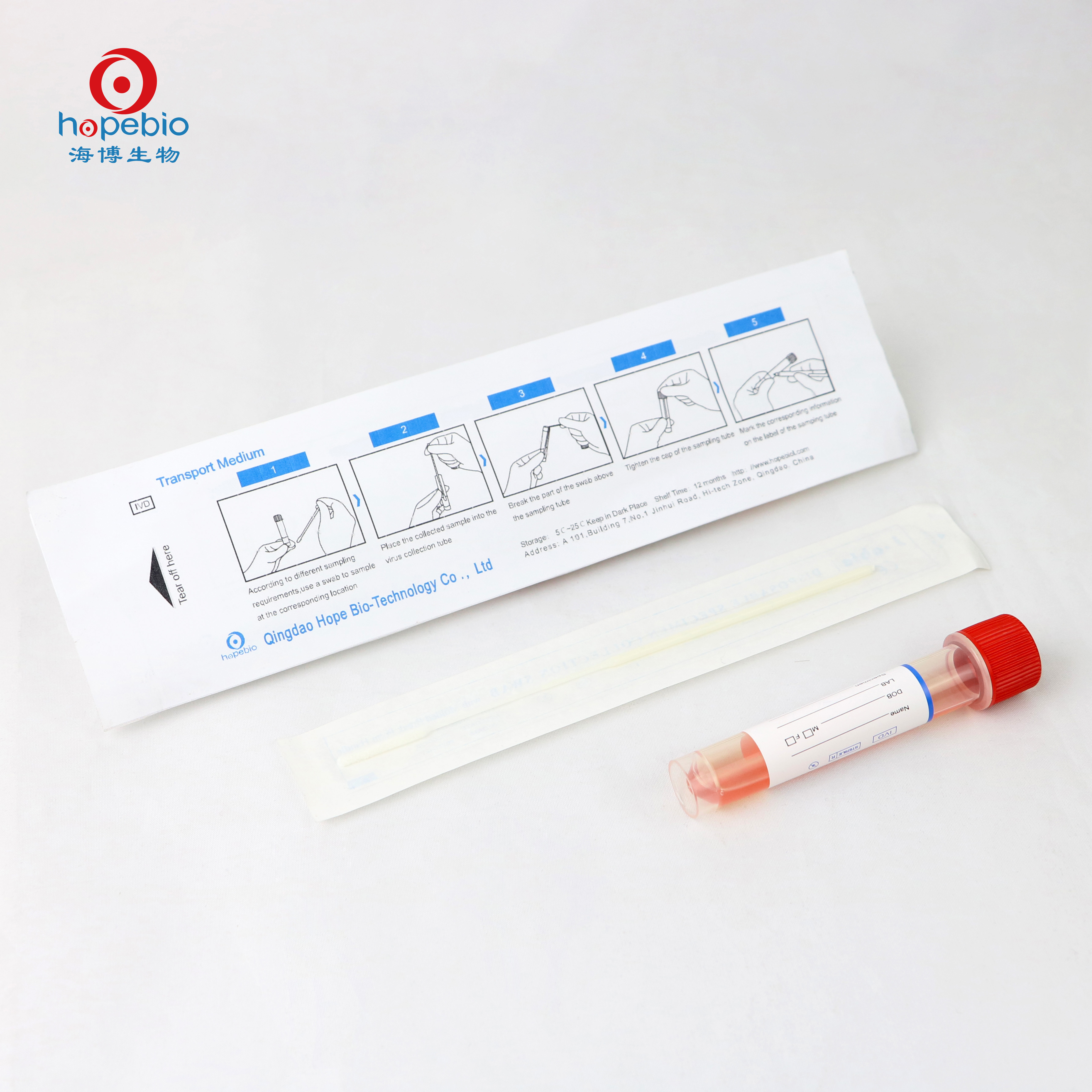 Disposable sampling flocked nasopharyngeal nasal oropharyngeal oral throat swab VTM KITS Transport Medium