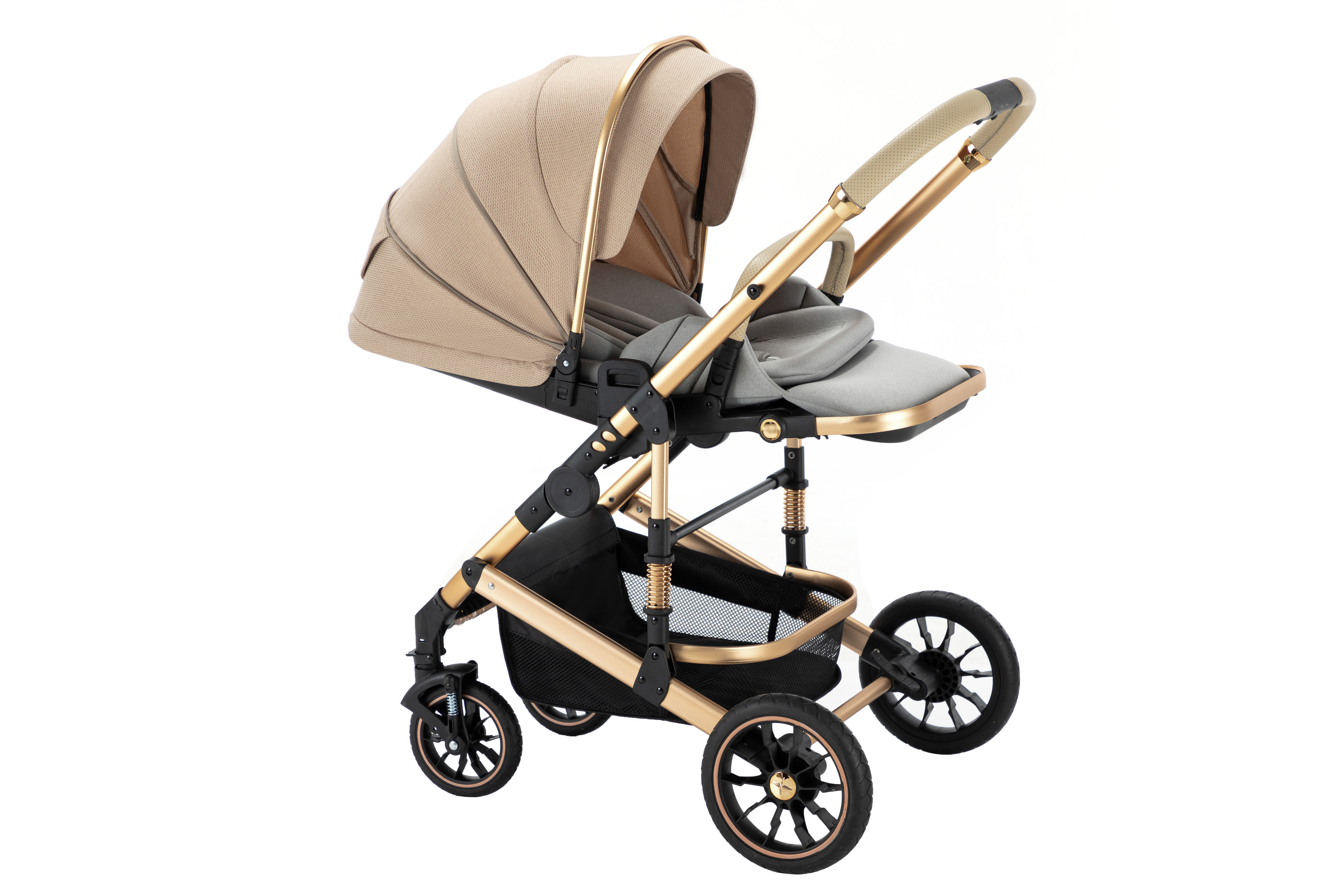 High quality 3 IN 1 gold folding baby stroller with car seat for 0-3 years toddler