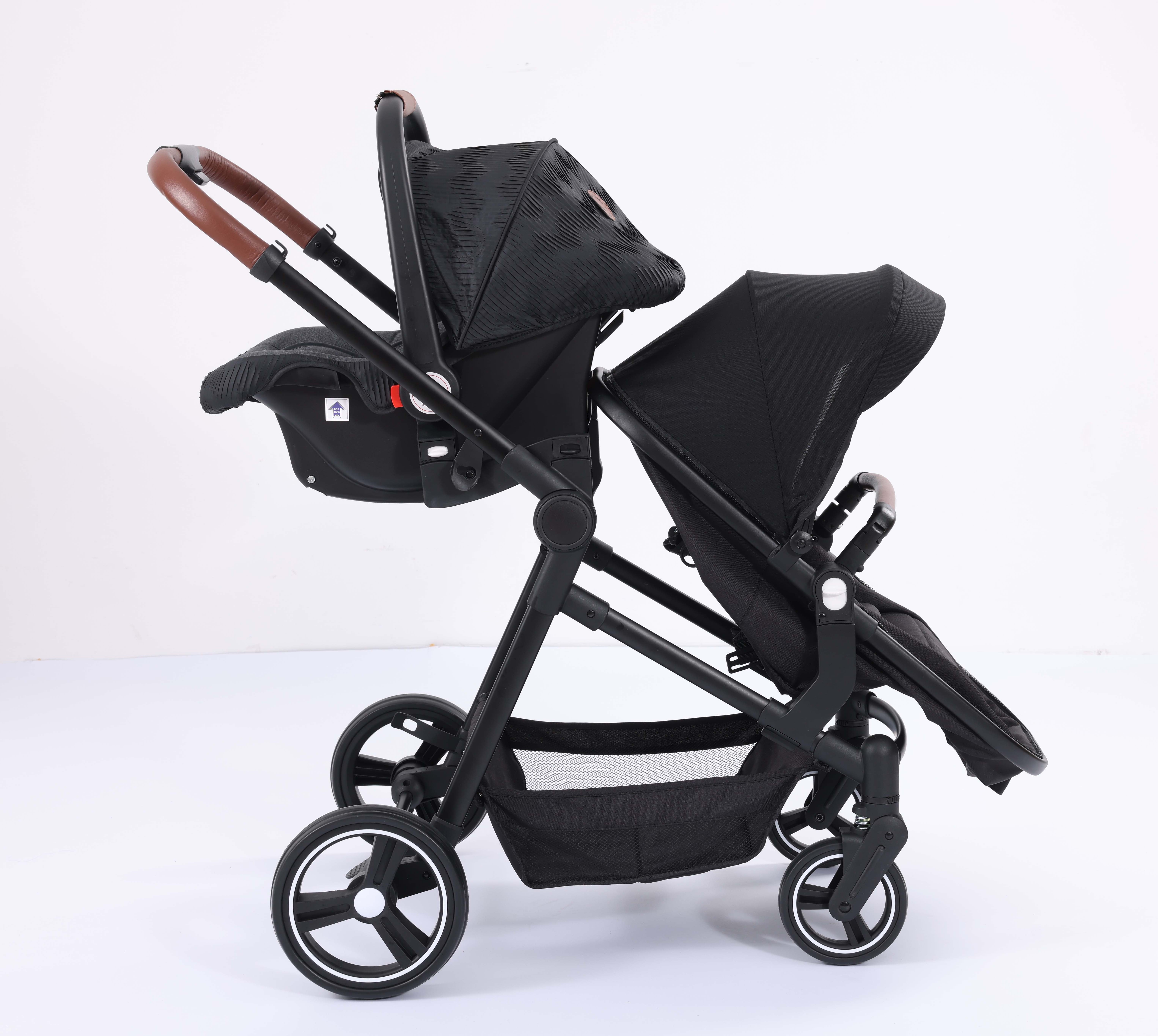 2022 New Design Wholesale 3 In 1 Folding Detachable Double Baby Pram Twin Stroller For 0-3 Years Old Babies For Travel Outdoor