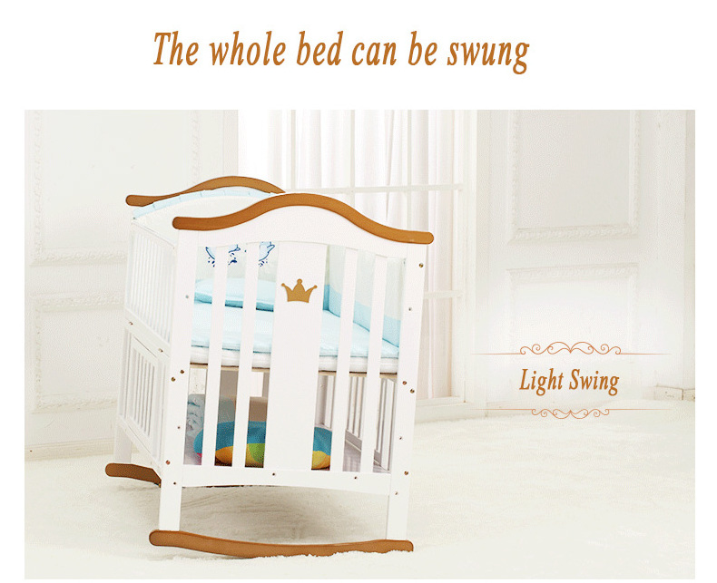 Wholesale Pine Wood Material Baby Cot, Hope Baby Bed With White Color/