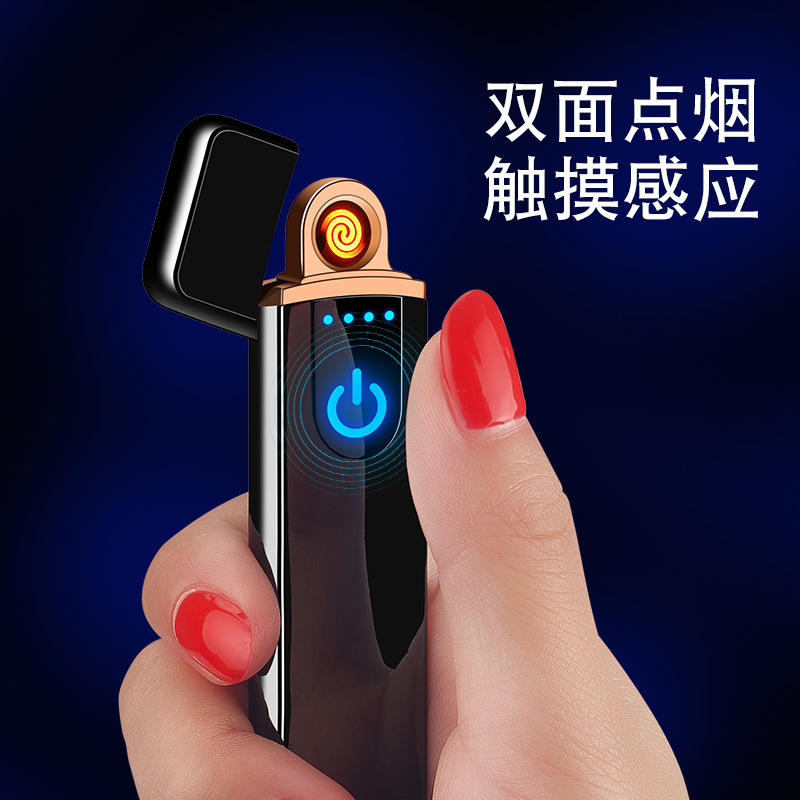 Custom Logo Electric Lighter USB Chargeable Metal and Zinc Alloy Modern Design Heat Coil for Cigarette for Camping