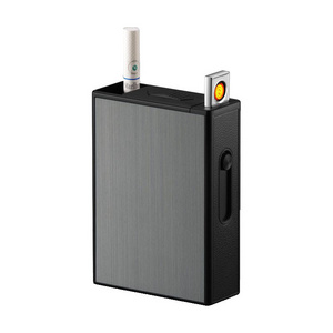 custom 20pcs blank cigarette case Aluminium metal box with usb lighter