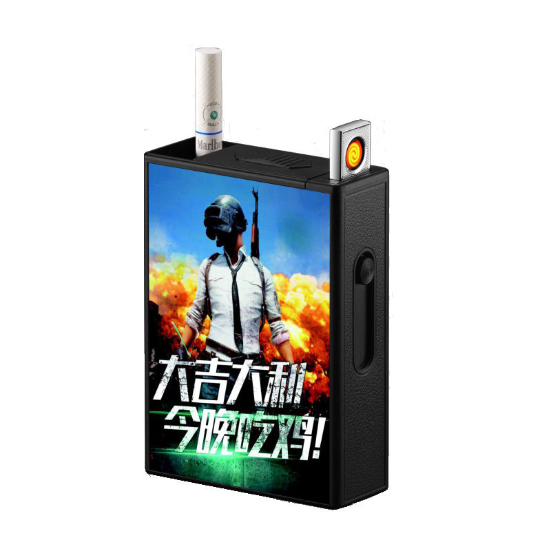 custom 20pcs blank cigarette case Aluminium metal box with usb lighter