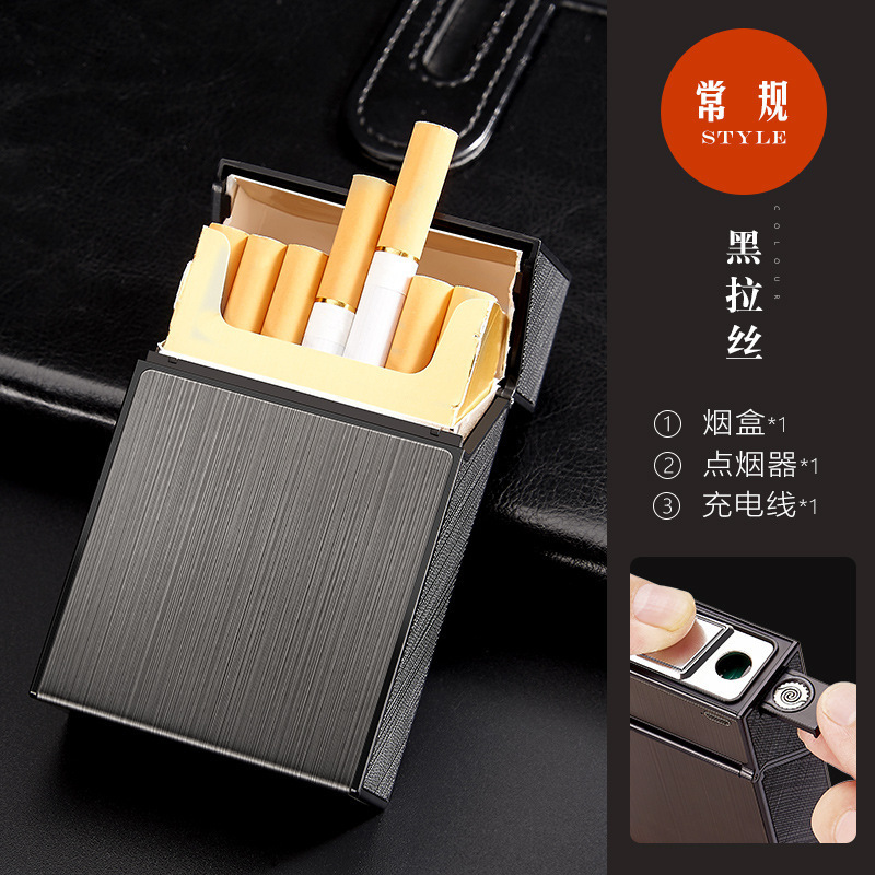 wholesale cigarette cases tin box with lighter 20pcs usb charging top loading metal cigarette case change coil