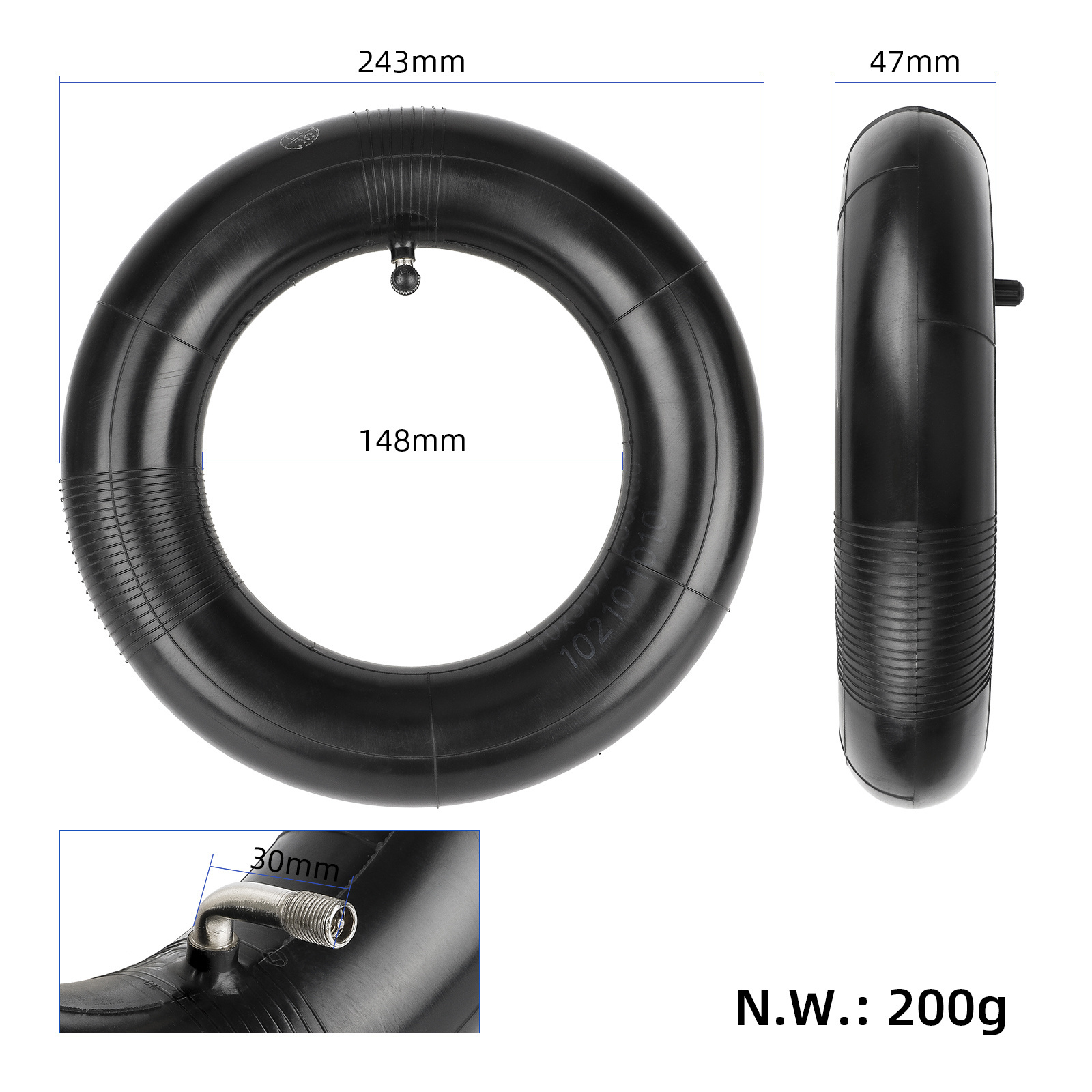 Ulip 10*3 Reinforced Inner Tube Suitable for 10*3 255*80 80/65-6.5 90/65-6.5 Tires Thickened Rubber/Thick 10*3 Inner Tube