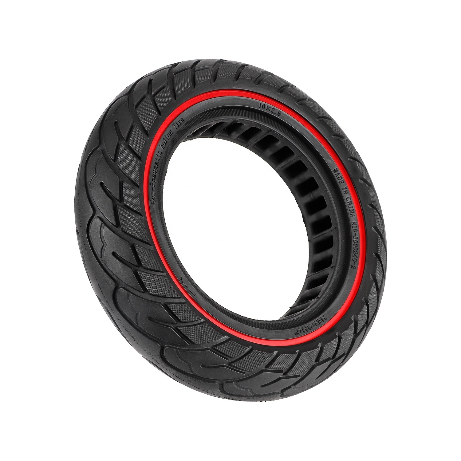 Electric Bicycle 10*2.5 Solid Tire With Red Circle 37mm Card slot for Ninebot Max G30 Scooter Honeycomb Explosion-proof Tire