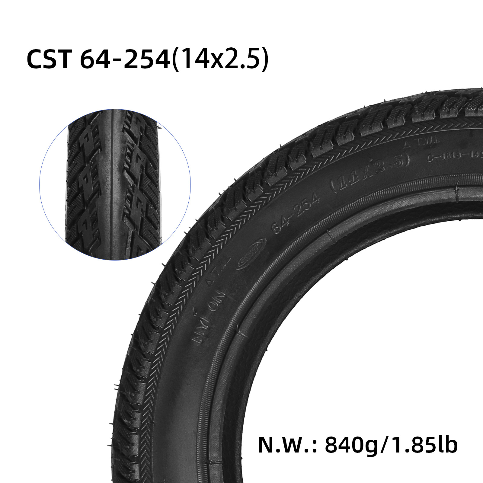 CST 14*2.5(C1813)  Inner Tube and Outer Tire 14 Inch Inner Tube with 45 Degree Valve Fit for Electric Scooter Wheel Tyre Part