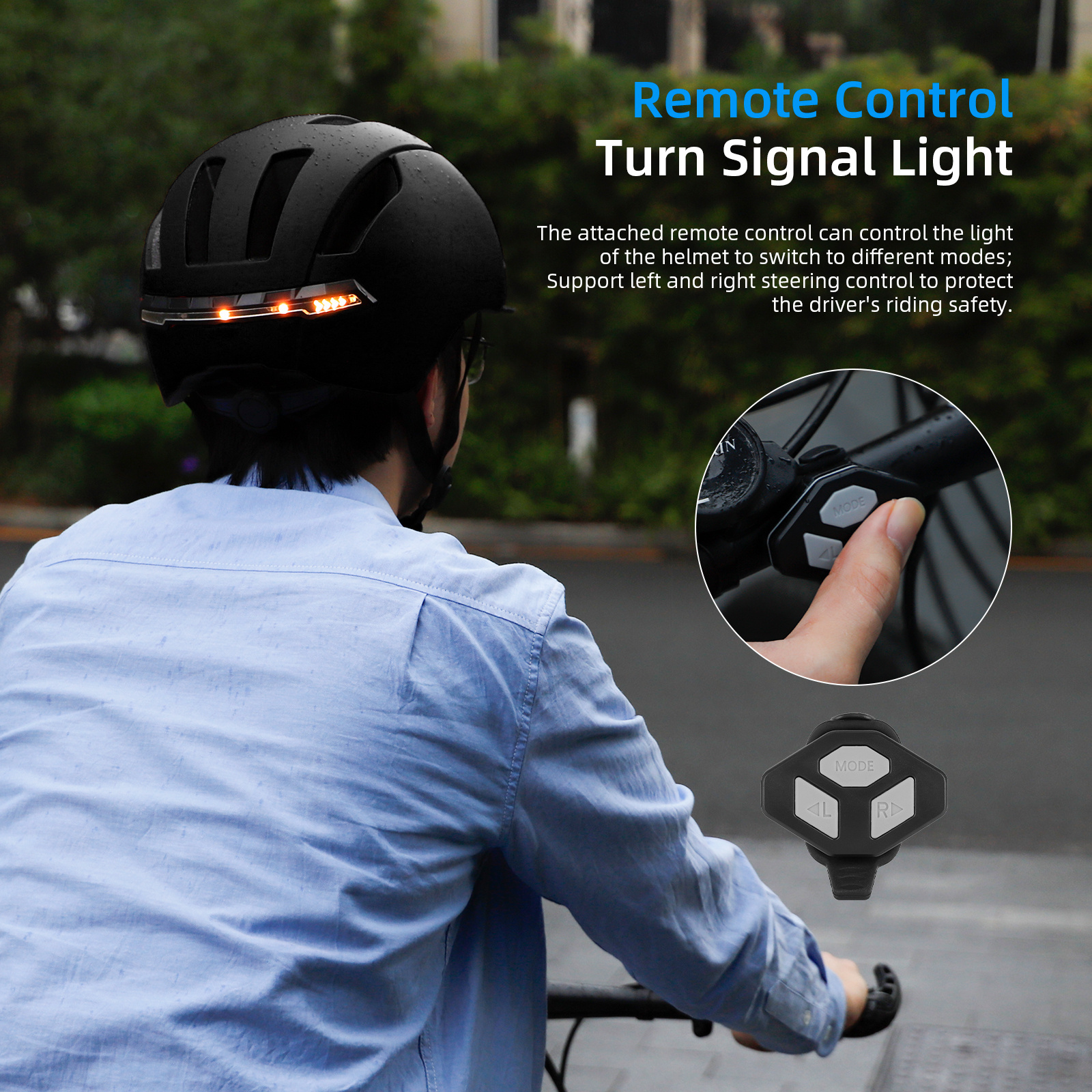 Smart Helmet with Wireless Handlebar Remote Control Gear Connected Front And Rear Led Light Turn Signal Bicycle Helmet M365 Part