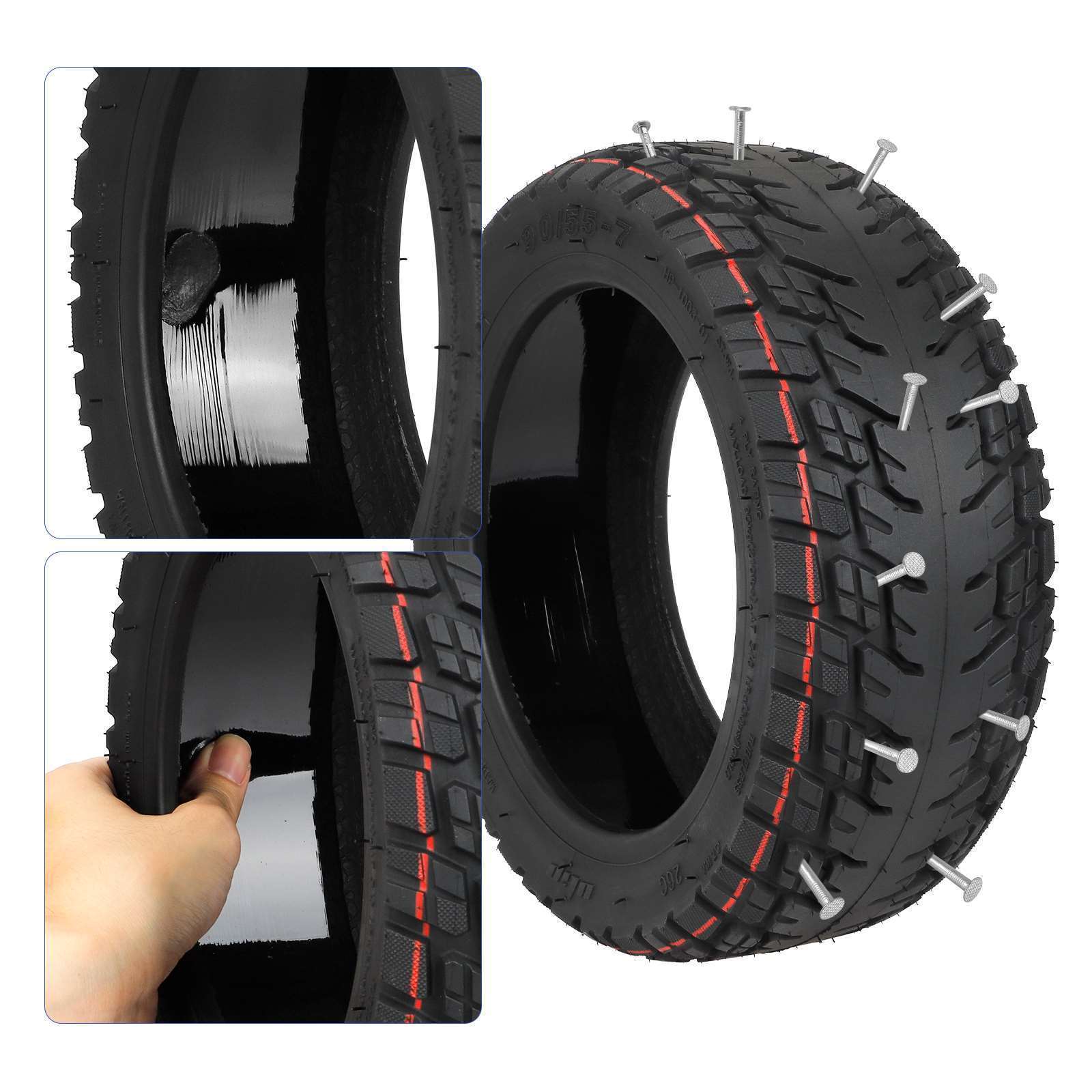 ULIP 90/55-7 Self-Repairing Off-Road Tubeless Tire with Goo for Segway GT Scooters 10 Inch Thickened Outer Wheel Tyre Parts