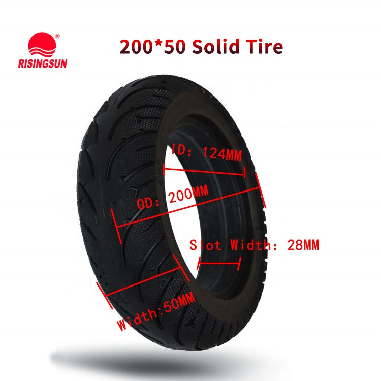 RISINGSUN 200*50 Solid Tire Non-pneumatic Explosion-proof Motor Tyres Rubber Solid Tyres for  8 Inch Electric Scooter