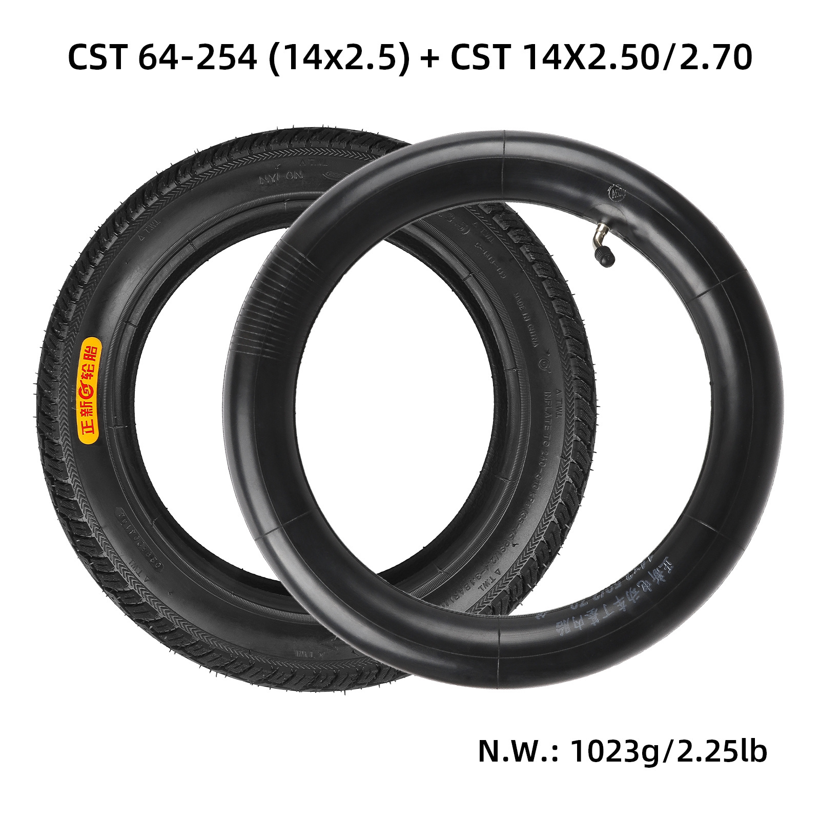 CST 14*2.5(C1813)  Inner Tube and Outer Tire 14 Inch Inner Tube with 45 Degree Valve Fit for Electric Scooter Wheel Tyre Part