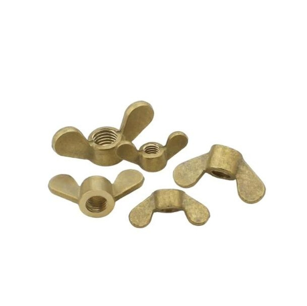 China Hardware Fasteners Factory Yellow Brass Copper Bolt Brass Nut Bolt Wing Butterfly Nuts DIN315