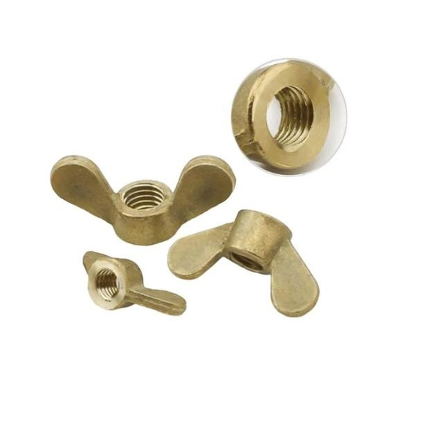 China Hardware Fasteners Factory Yellow Brass Copper Bolt Brass Nut Bolt Wing Butterfly Nuts DIN315