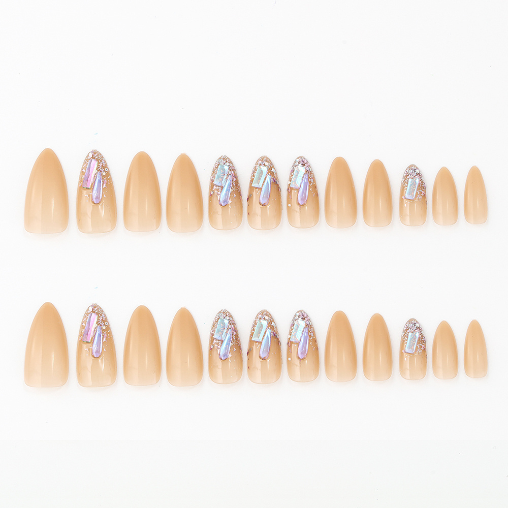 HJ-013-003 Wholesale 24pcs False Nails Short Design Glitter Fake Nails Jewelry Luxury Press On Nails For Woman