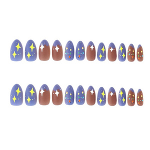 Ladybird Fake Nail Art Kit French Tips Private Label Wholesale Square Design Toe Accessories Press On Nails 24Pcs