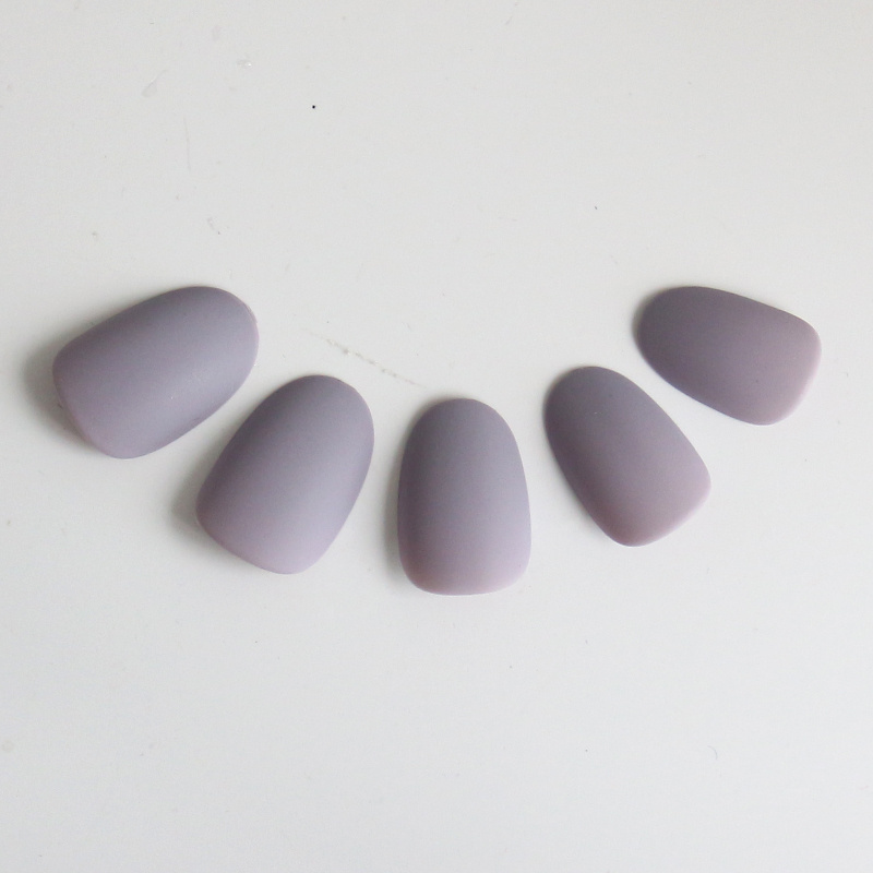 24pcs Matte nails with 1.5g glue Gel  Nail Tips Oval nails Solid Colors