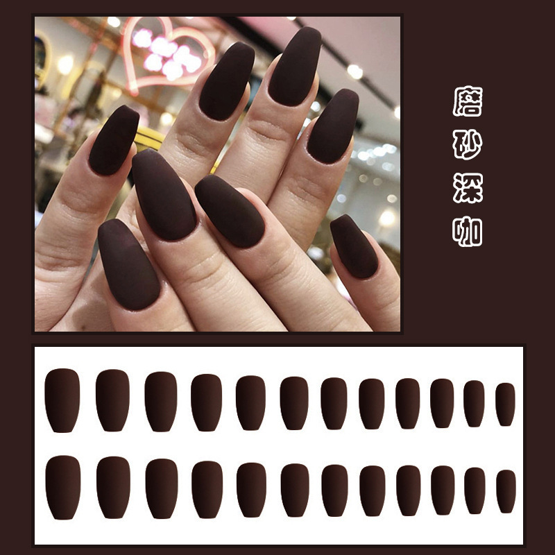 Matte nails fashion nude fake nails acrylic art nail