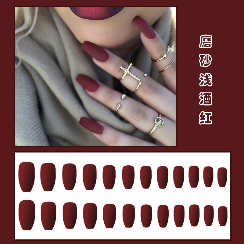 Matte nails fashion nude fake nails acrylic art nail