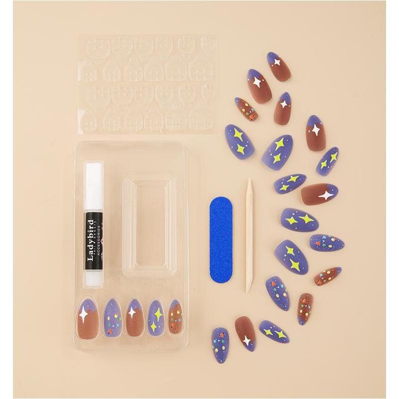 Ladybird Fake Nail Art Kit French Tips Private Label Wholesale Square Design Toe Accessories Press On Nails 24Pcs