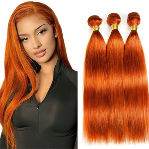 Hot!!Ginger Orange #350 9A Grade Brazilian Unprocessed Cuticle aligned Virgin Human Hair Double-weft Straight hair weave Bundles