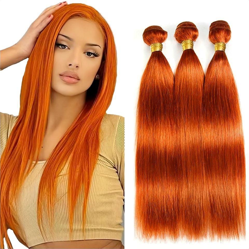 Hot!!Ginger Orange #350 9A Grade Brazilian Unprocessed Cuticle aligned Virgin Human Hair Double-weft Straight hair weave Bundles