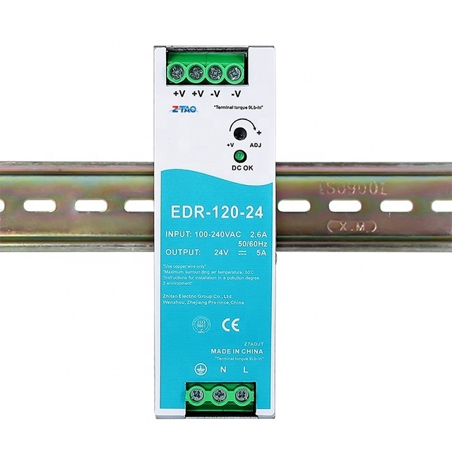 Original MEAN WELL EDR-120-24 120W 24VDC DIN Rail type power supply led driver