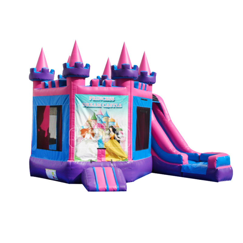 100% PVC bouncer jumper combo princess castle jumping bed inflatable bounce house with wed dry slide