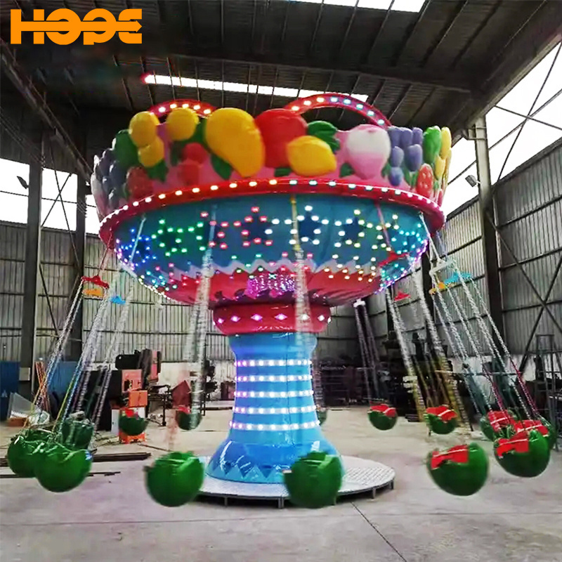 Amusement attractive entertainment fun fair attraction swing rides double manufacture supplier kids game 12 seats flying chair