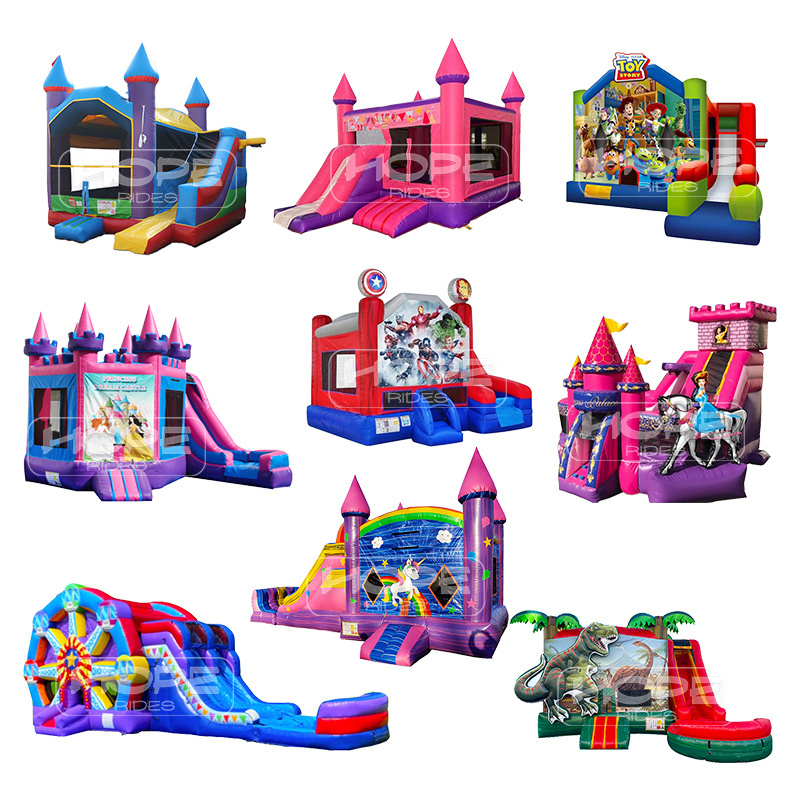 Commercial PVC vehicle bouncer inflatable school bus jumper fire truck bouncy castle tractor bounce house combo with slide