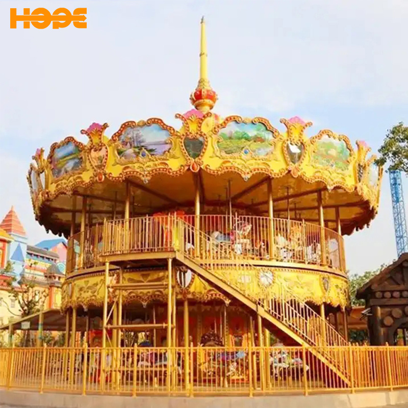 Luxury fairground adult playground equipment popular amusement park antique large merry go round carousel horse ride for sale