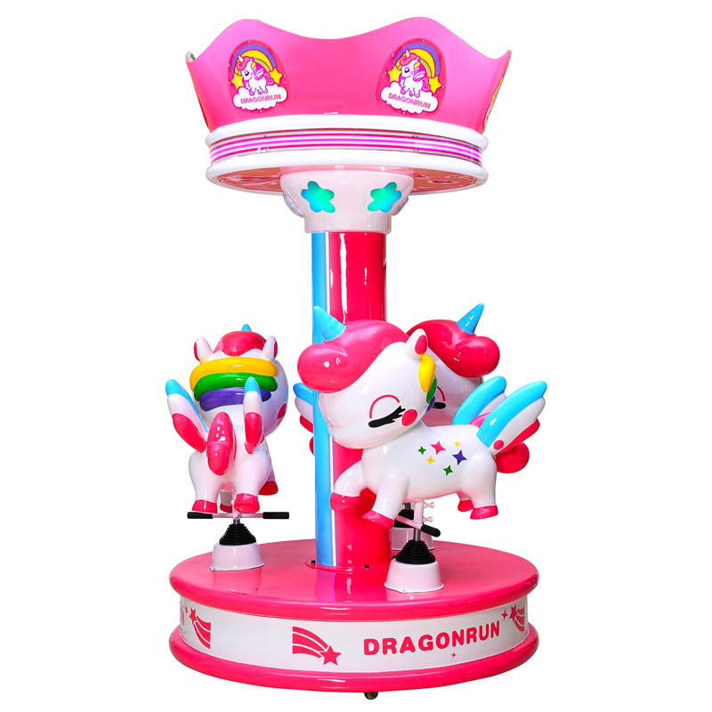 Shopping mall spinner kids mini amusement mobile merry-go-round plastic coin operated carousel ride merry go round for children