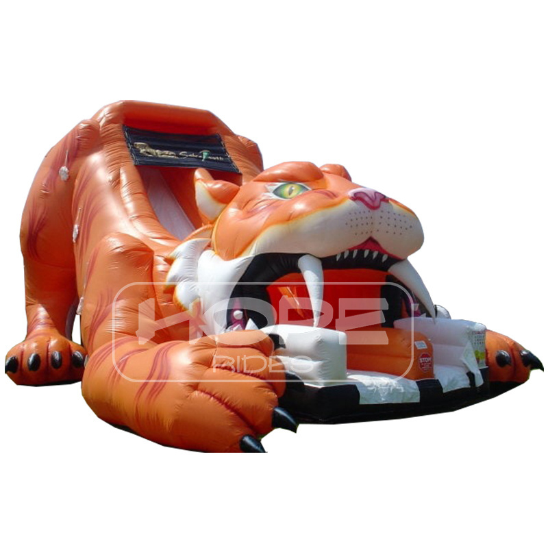 Custom logo bouncy castle inflatable saber tooth tiger bounce house slide for kids