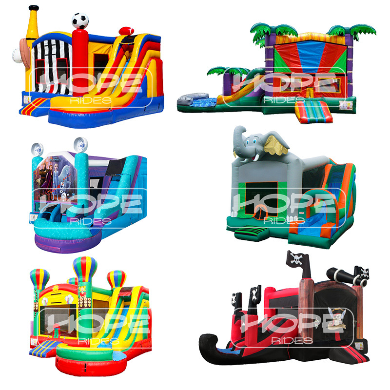 Factory price PVC bouncy castle wet dry slide commercial grade color party purple combo red bounce house for kids inflatable