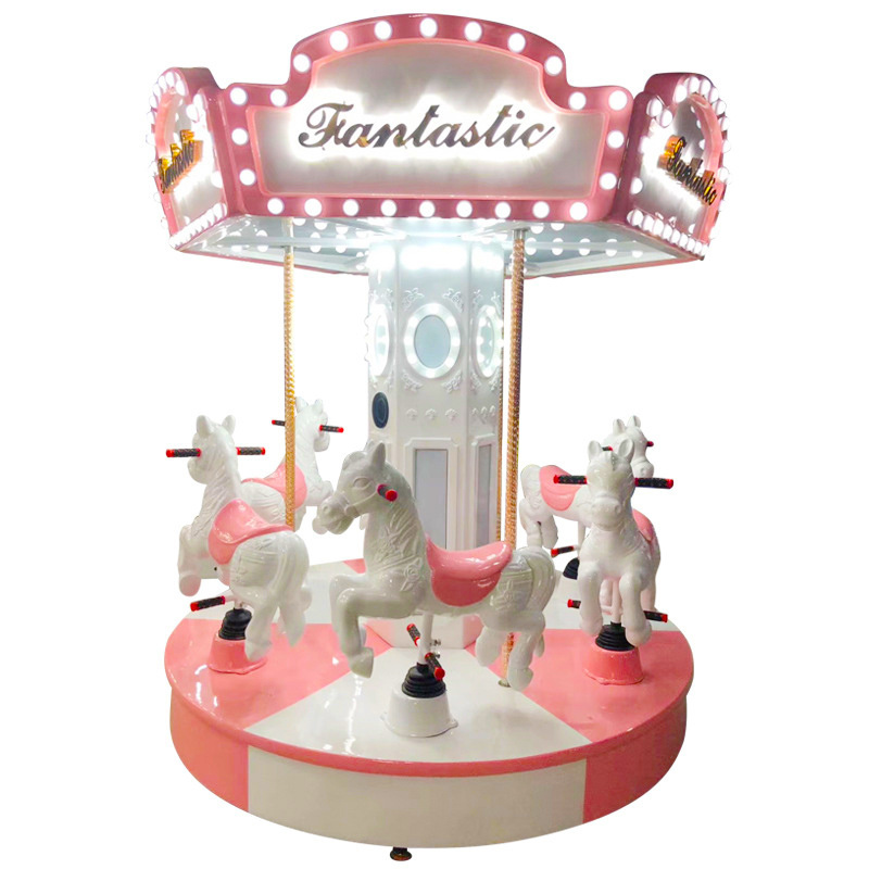 Shopping mall spinner kids mini amusement mobile merry-go-round plastic coin operated carousel ride merry go round for children