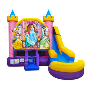 100% PVC bouncer jumper combo princess castle jumping bed inflatable bounce house with wed dry slide