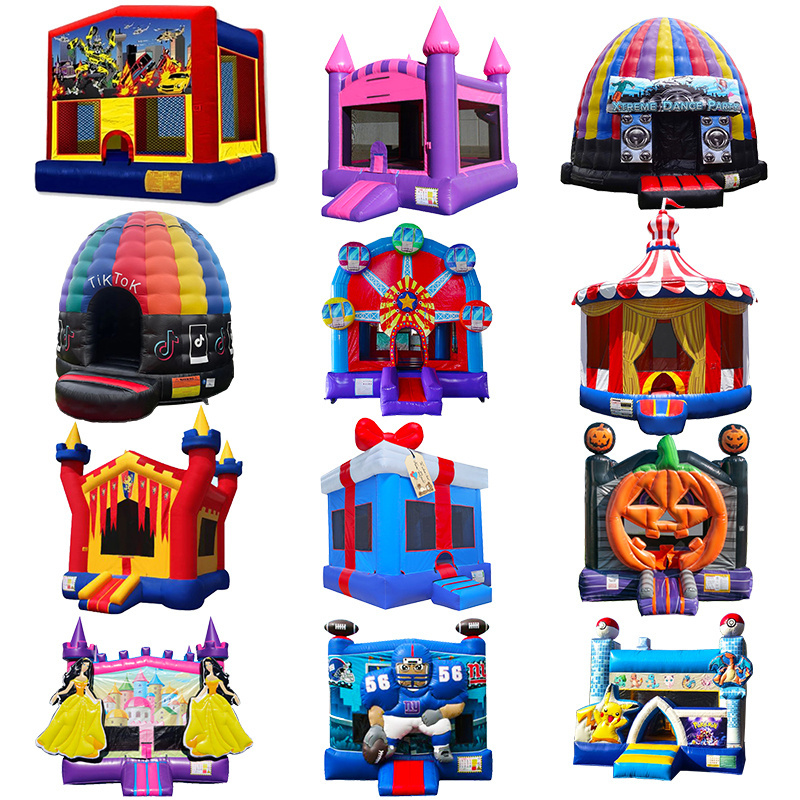 Hot sale modular bouncy castle classic cartoon inflatable bouncer pokemon 13x13 commercial bounce house banners for sale