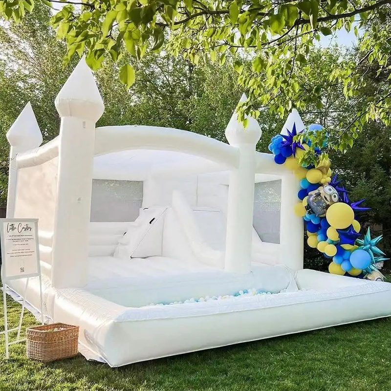 Toddler jumper natural one color party rental 13'x13' adults all white wedding bounce house with balloons ball pit inflatable