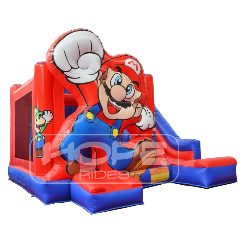 0.55 PVC inflatable bouncy jumping castle slide combo super mario bros inflatable commercial bounce house for toddlers