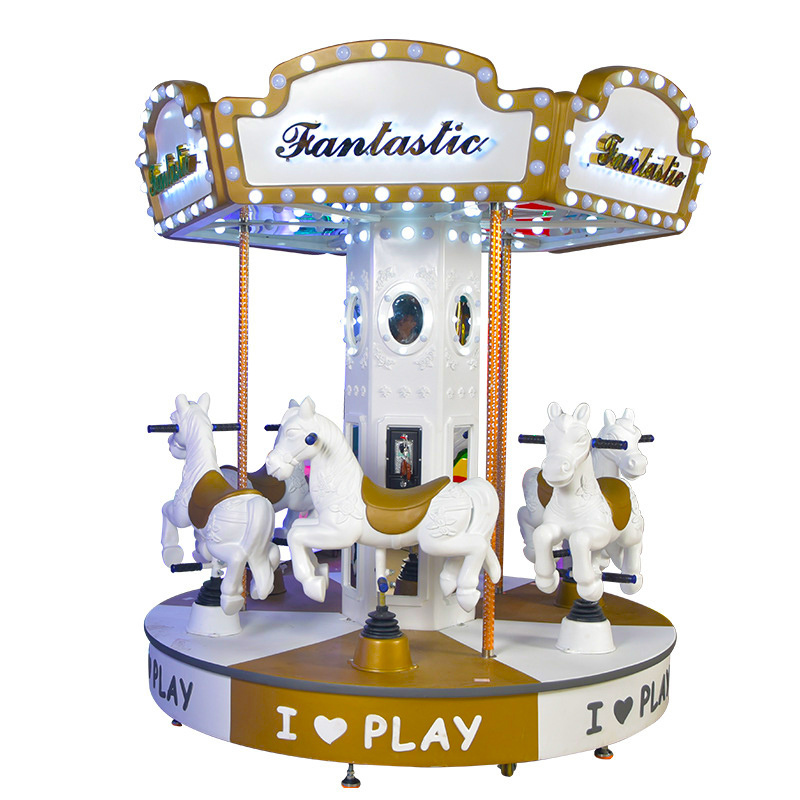 Shopping mall spinner kids mini amusement mobile merry-go-round plastic coin operated carousel ride merry go round for children