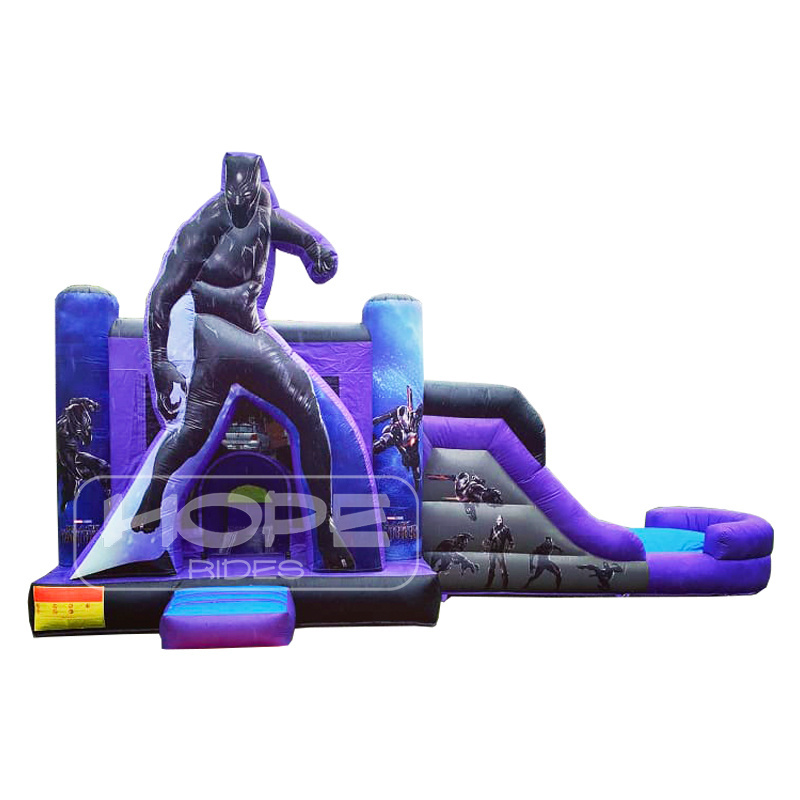 PVC made commercial party use jumping bouncy castle slide combo blackpanther inflatable bounce house black panther for party