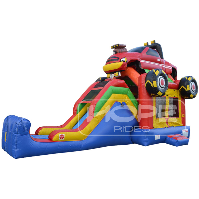 Yard party rental inflatable jumping bouncy castle moon jump monster truck bounce house combo with water slide