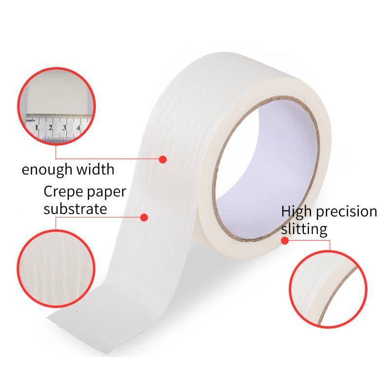 Indoor Painting Self Adhesive General Purpose Usage Crepe Paper White Masking Tape