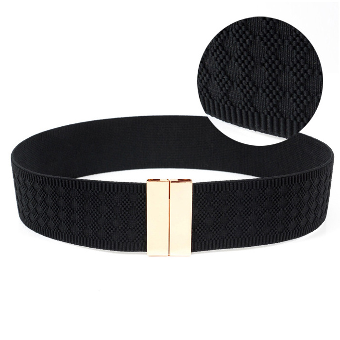 wholesale 5.0cm width interlock kiss buckle plain weave elastic belt and rhombic grain elastic spandex waist band belts