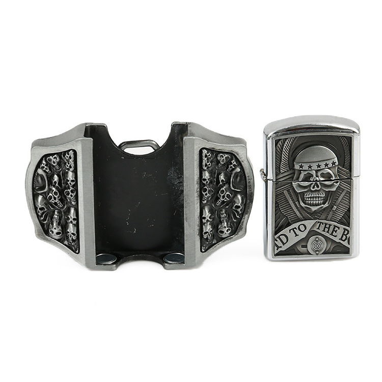 40mm skull lighter western belt buckle