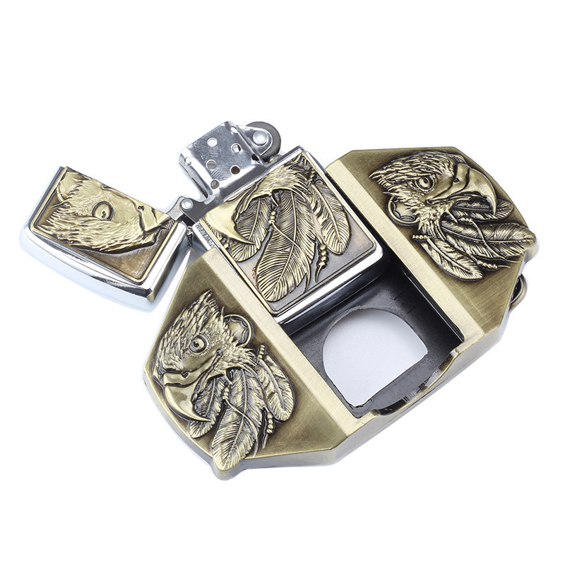 40mm  eagle head lighter western belt buckle