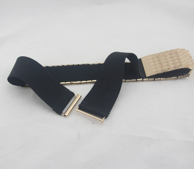 4.5cm width fish scale  two pieces joint buckle elastic band big metal waist belts